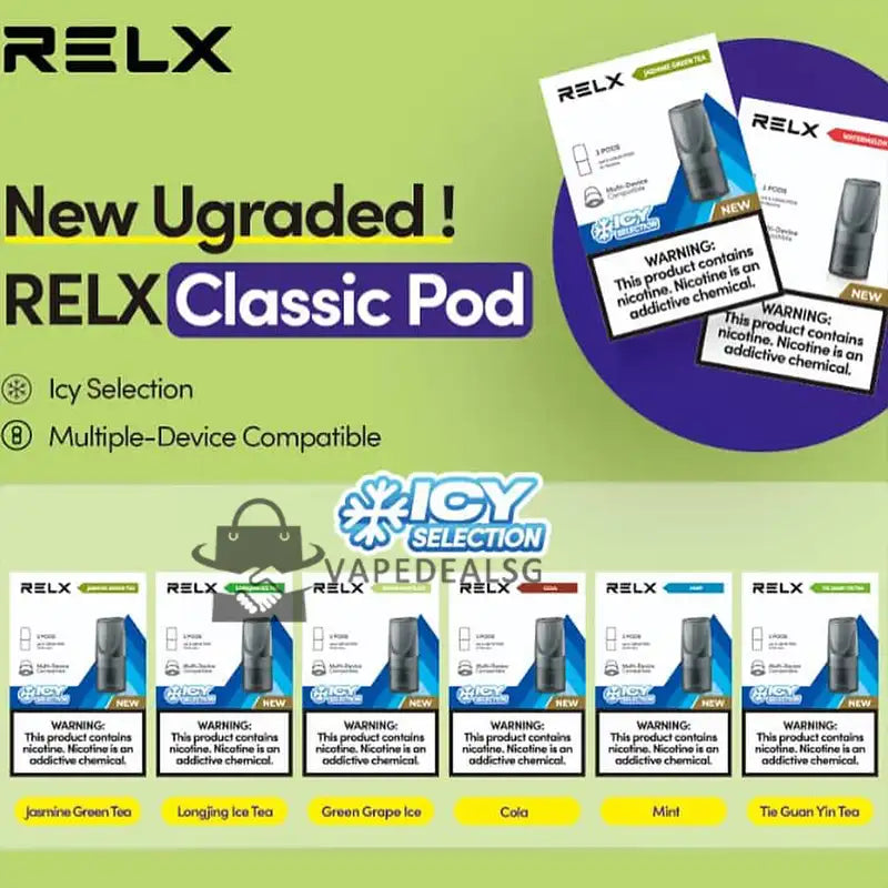 RELX Classic Pod Flavours Available in Singapore Ready Stock at VAPE SG