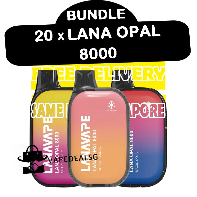 20pcs Lana OPAL 8000 disposable bundle ready stock singapore at vape deal sg shop