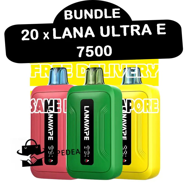 20pcs Lana Ultra E 7500 disposable bundle ready stock singapore at vape deal sg shop