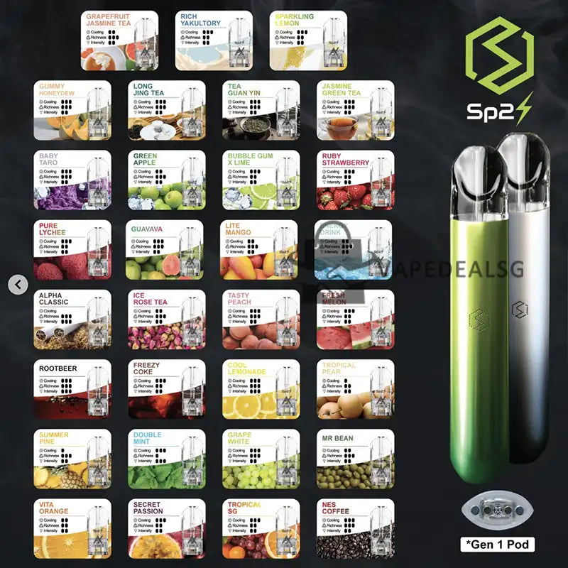 SP2 pod flavour list Singapore authentic SP2 pod options